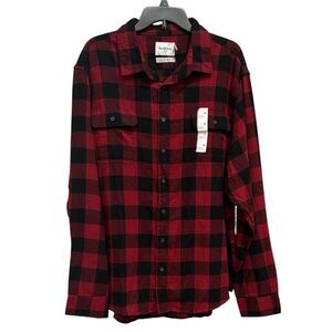 Goodfellow Buffalo Plaid Flannel Standard Fit NEW Mid-weight Red Black XXL